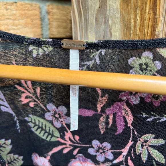 Free People Black and Pink Floral Blouse - Picture 2 of 3